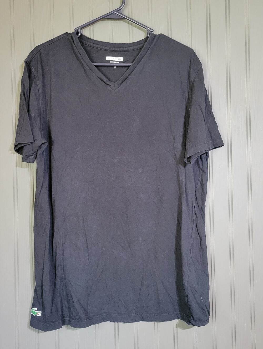Lacoste Underwear Short Sleeve T-Shirt V-Neck Cotton Black Men's Large